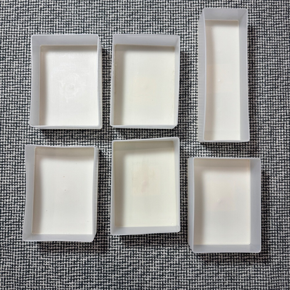 6 Piece White Plastic Modular Drawer Organizer Set Rectangular Storage Bins